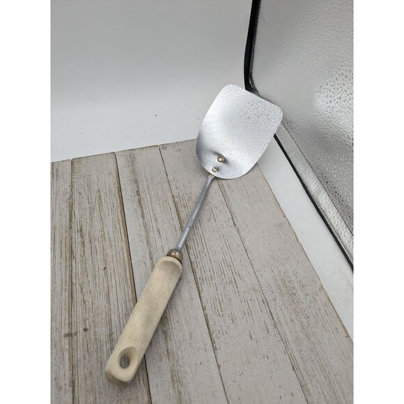 Chief Solid Spatula Flipper Server 10 1/4" Wooden Handle Chrome - Picture 1 of 9
